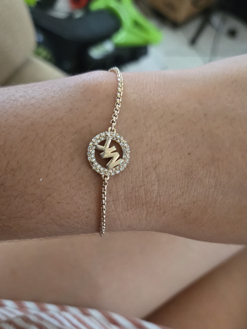 Michael Kors Gold Pavé Circle Logo Bracelet